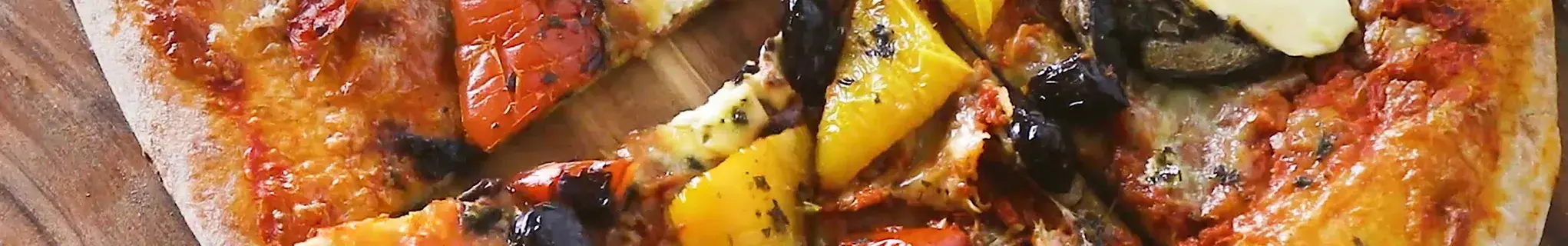 pizza on a wooden board