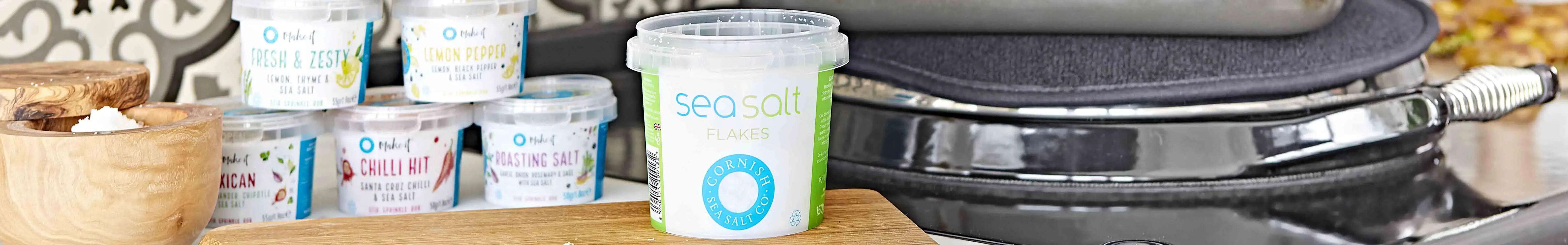 Cornish Sea Salt next to an AGA cooker