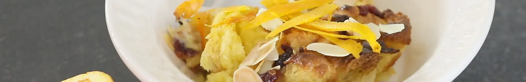 Cranberry, Orange and White Chocolate Brioche Pudding 