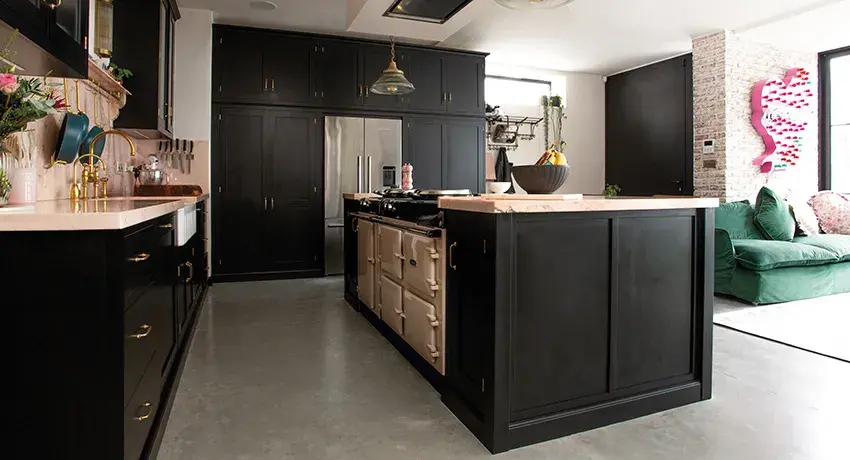 AGA eR3 Series in Blush in kitchen island design 