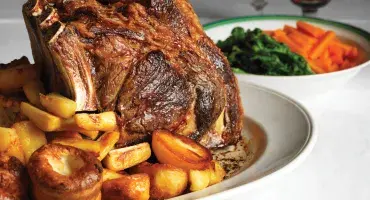 Roast beef, roast potatoes and Yorkshire pudding