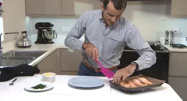 Grilled salmon on an AGA