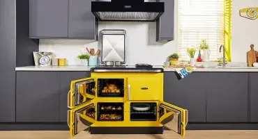 Rayburn Ranger in Sunshine with oven doors open