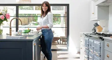 Davina McCall's brand new kitchen featuring an AGA Cooker