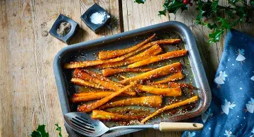 Roast Parsnips with Miso, Maple Syrup and Toasted Sesame Dressing