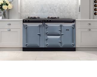 AGA eR3 Series 150 in Dove with white cabinetry 