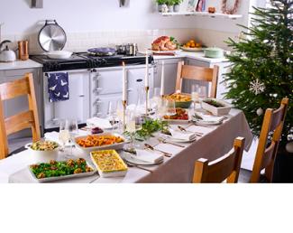 AGA eR3 Series in Pearl Ashes in a Christmas kitchen