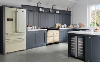 AGA DxD Refrigerator in Linen and Undercounter Wine Cabinet