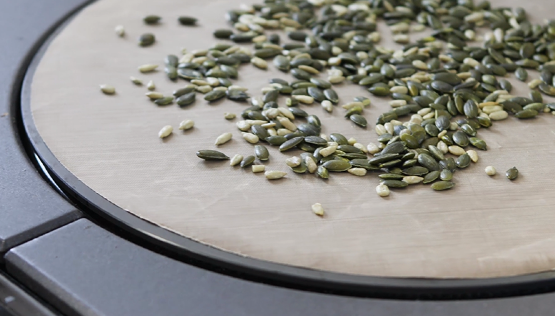 Toasting seeds and nuts on the AGA hotplate 