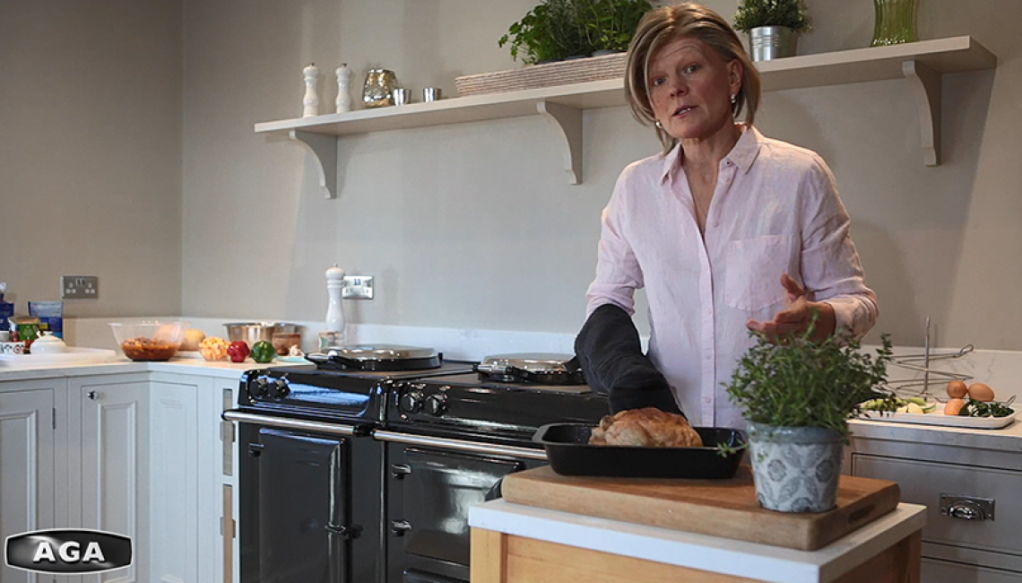 AGA Demonstrator Na Hansell with Roast Chicken 