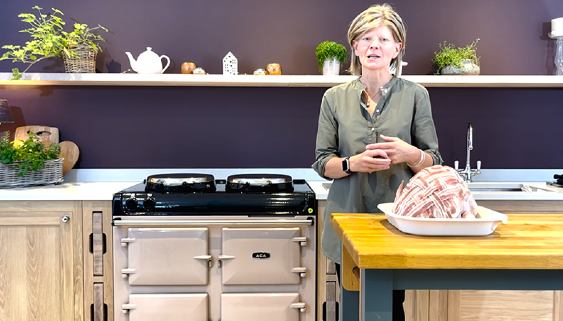 Naomi Hansell cooking turkey in her AGA