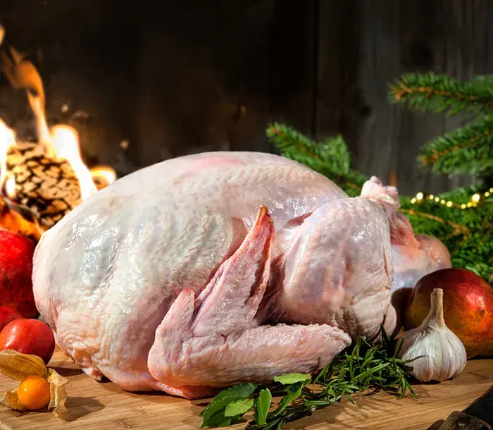 Raw turkey ready to be prepared for Christmas