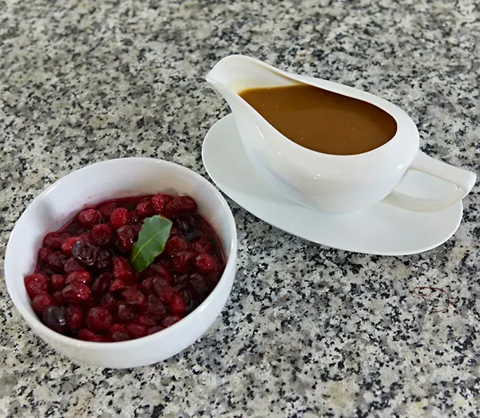 Cranberry sauce and gravy 