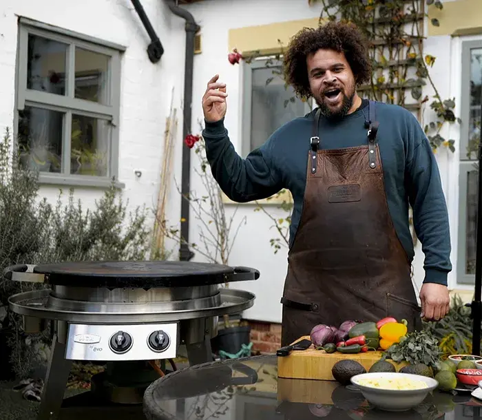 Adam Purnell by the AGA Outdoor Grill 