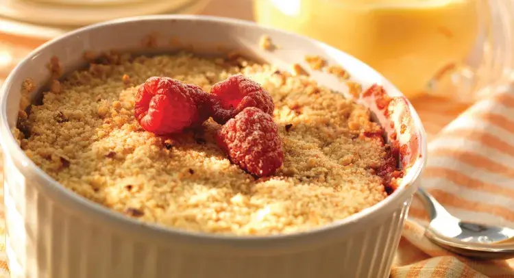 Peach And Raspberry Hazelnut Crumble