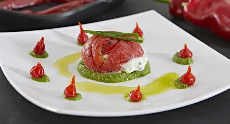 Grilled Red Pepper and Cream Cheese Parcels