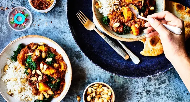 Pumpkin and Kale Curry in bowls