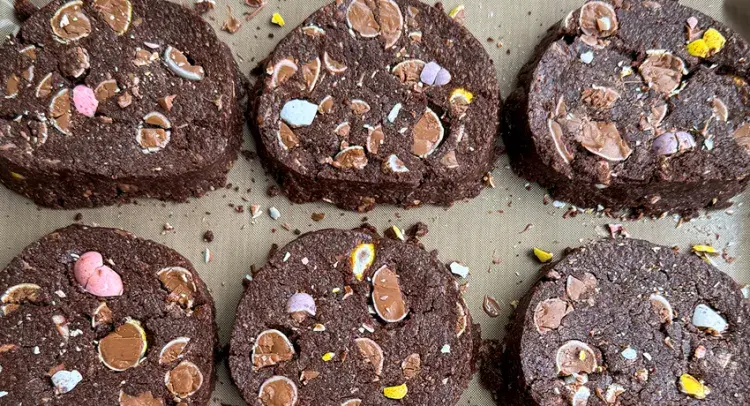 Chocolate mini egg rye cookies